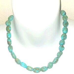 16" necklace blue howlite Tumbled Nuggets magnetic closure on silk cord